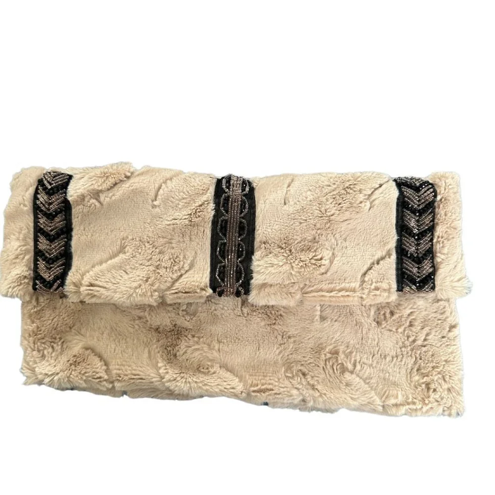 INC International Concepts faux fur beaded cowl Infinity Scarf OS